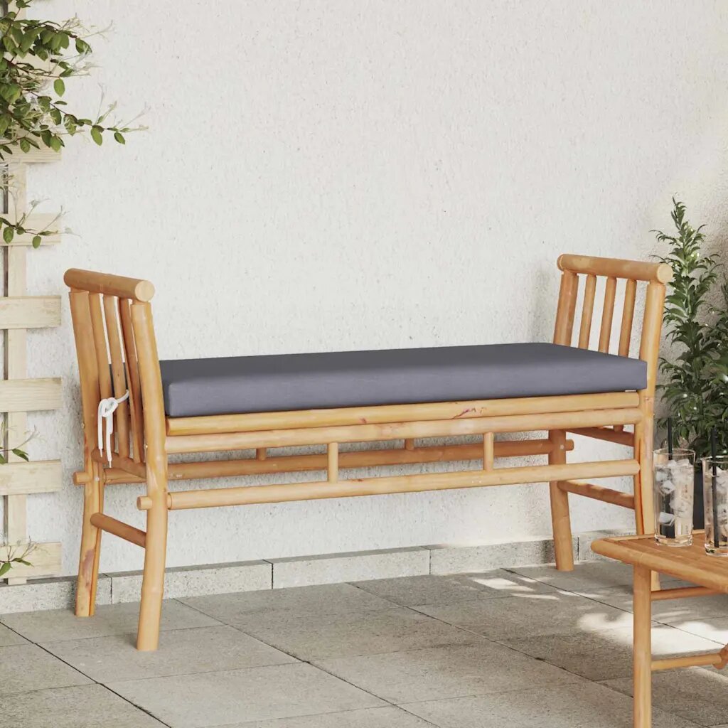 vidaXL Градинска пейка 2 -Seater 110 x 38 x 65 см бамбук Кафяво