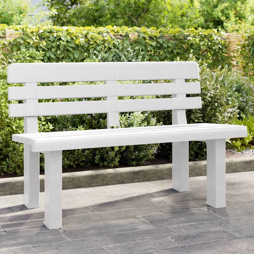 vidaXL Градинска пейка бяла 110x52x71 см полипропилен