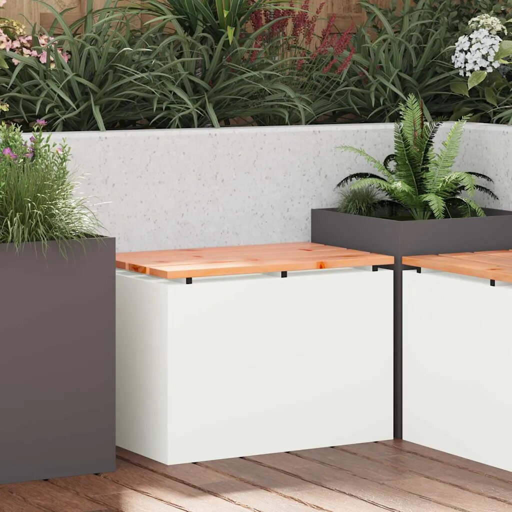 vidaXL Градинска пейка Бяло 60 x 40 x 43 см Стомана