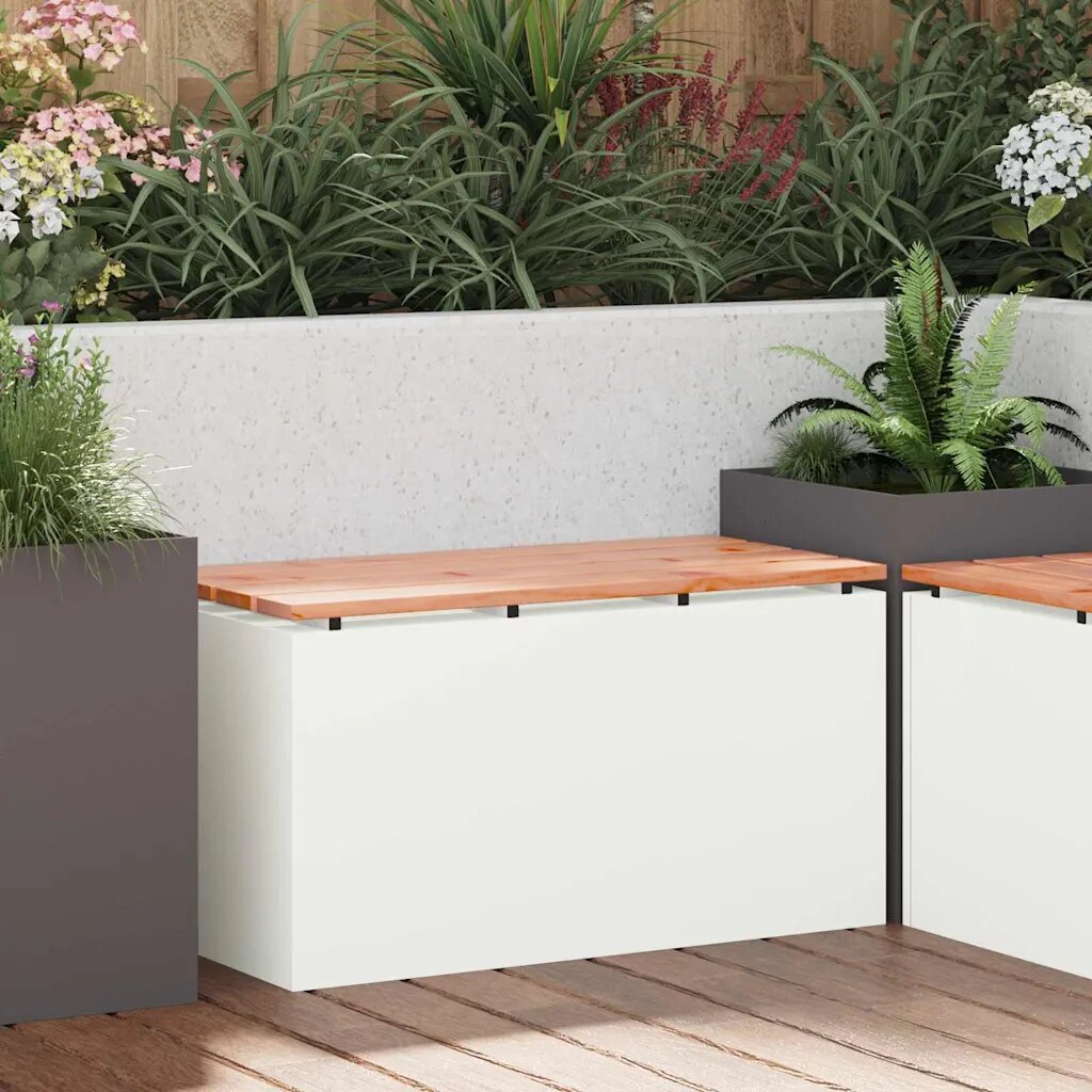 vidaXL Градинска пейка Бяло 80 x 40 x 43 см Стомана