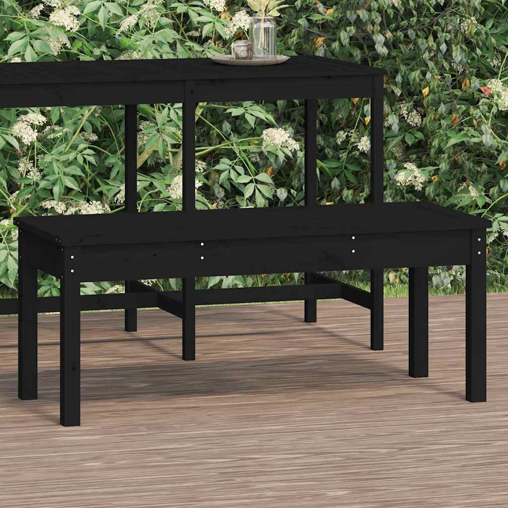 vidaXL Градинска пейка черна 109x44x45 см борово дърво масив