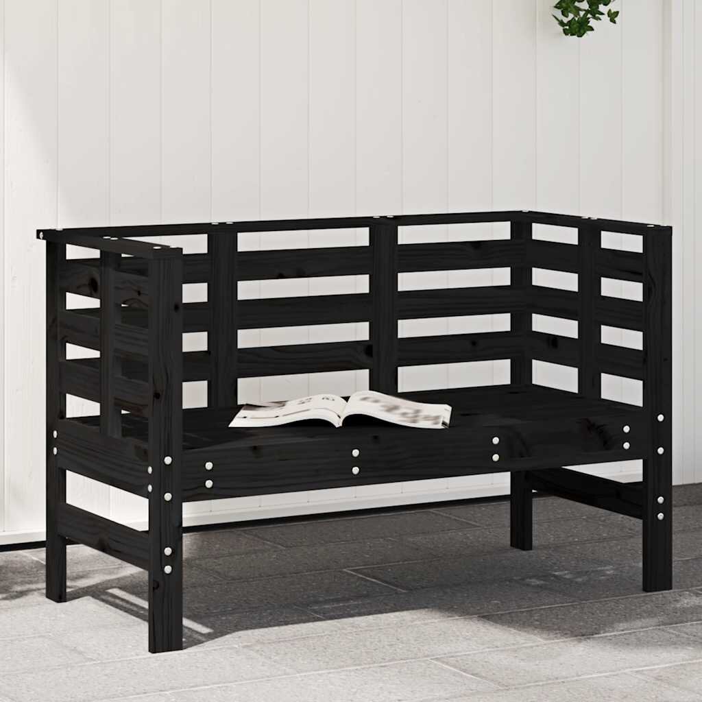 vidaXL Градинска пейка черна 1115x53x71 см борово дърво масив