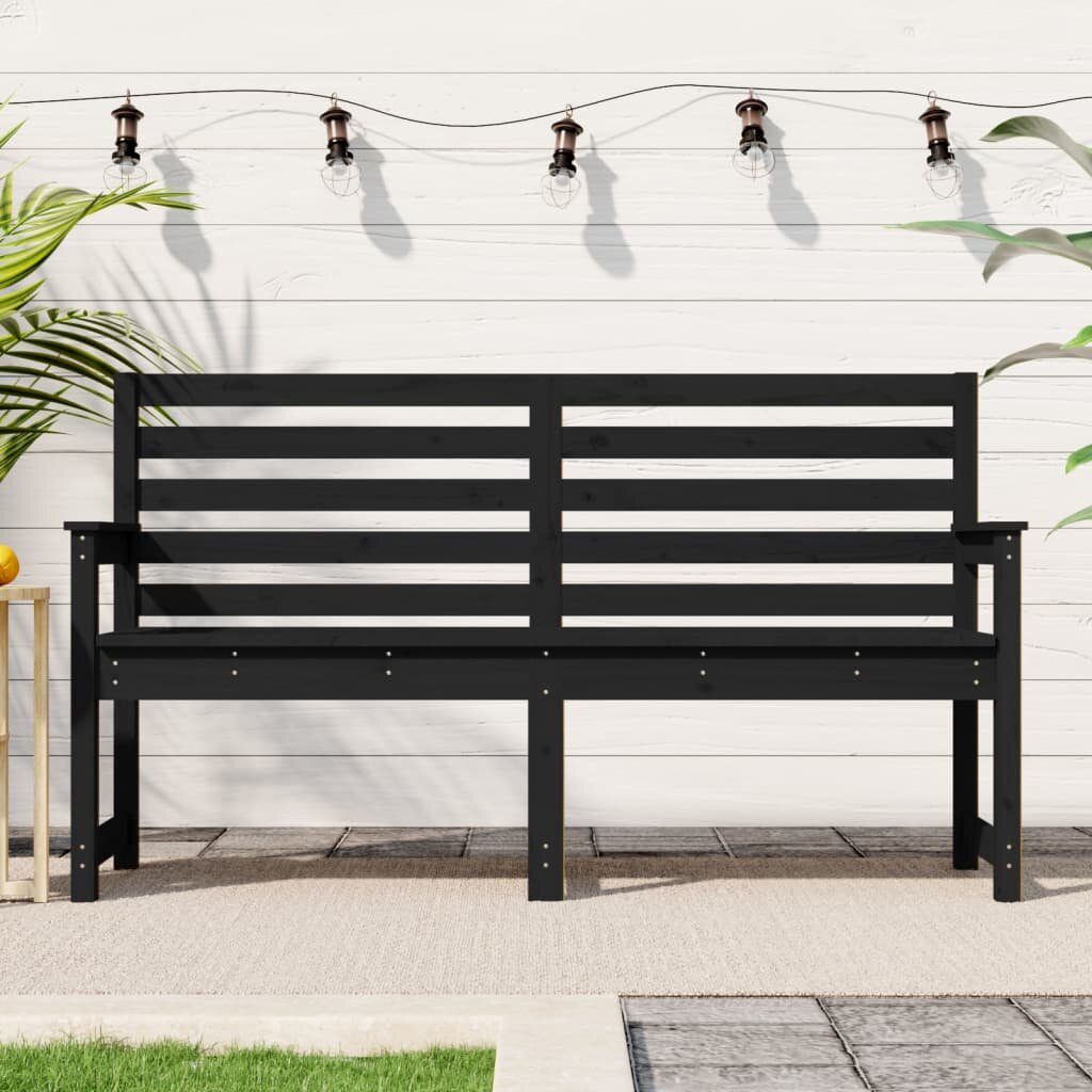 vidaXL Градинска пейка черна 1595x48x915 см борово дърво масив