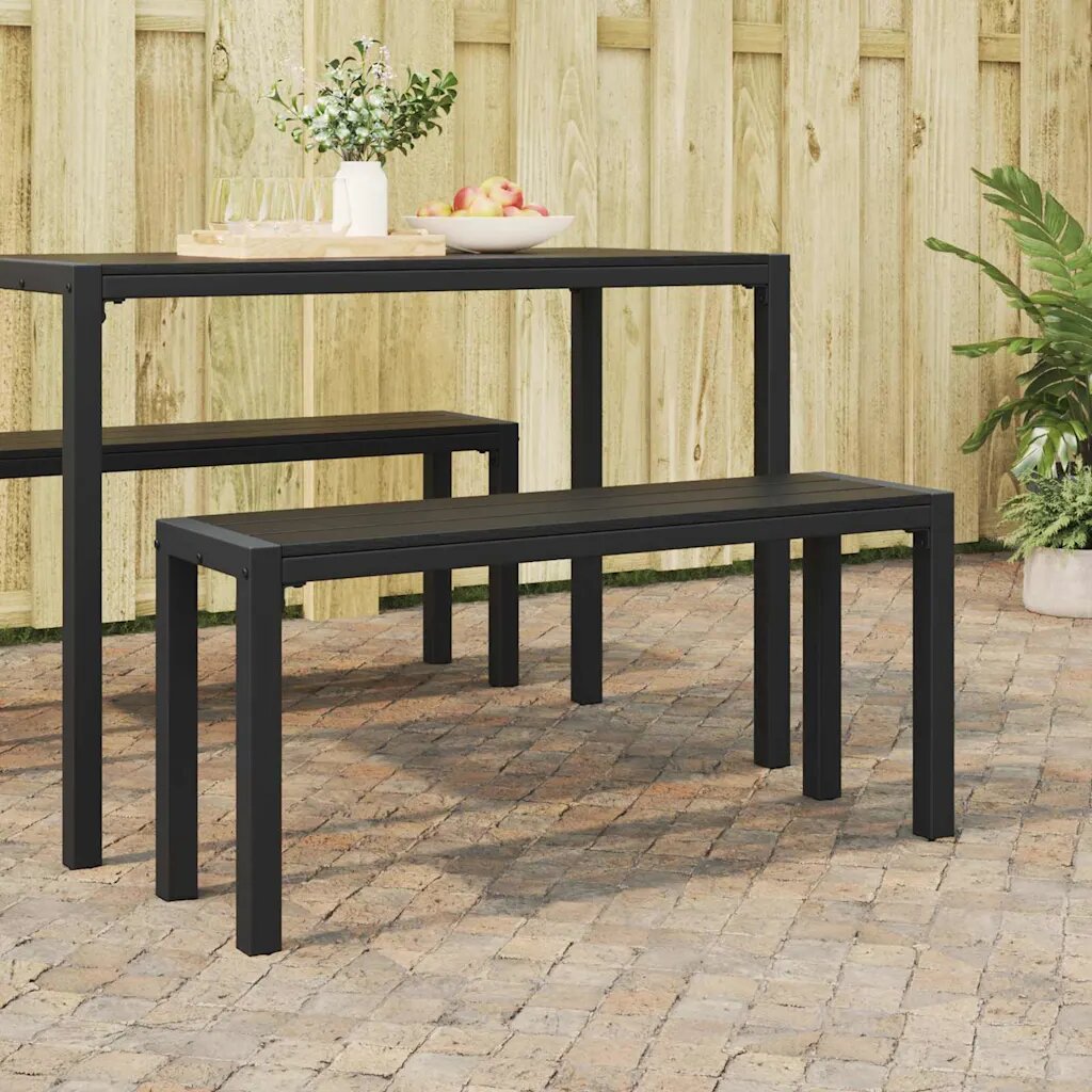 vidaXL Градинска пейка Черно 100 x 28 x 45cm Стомана