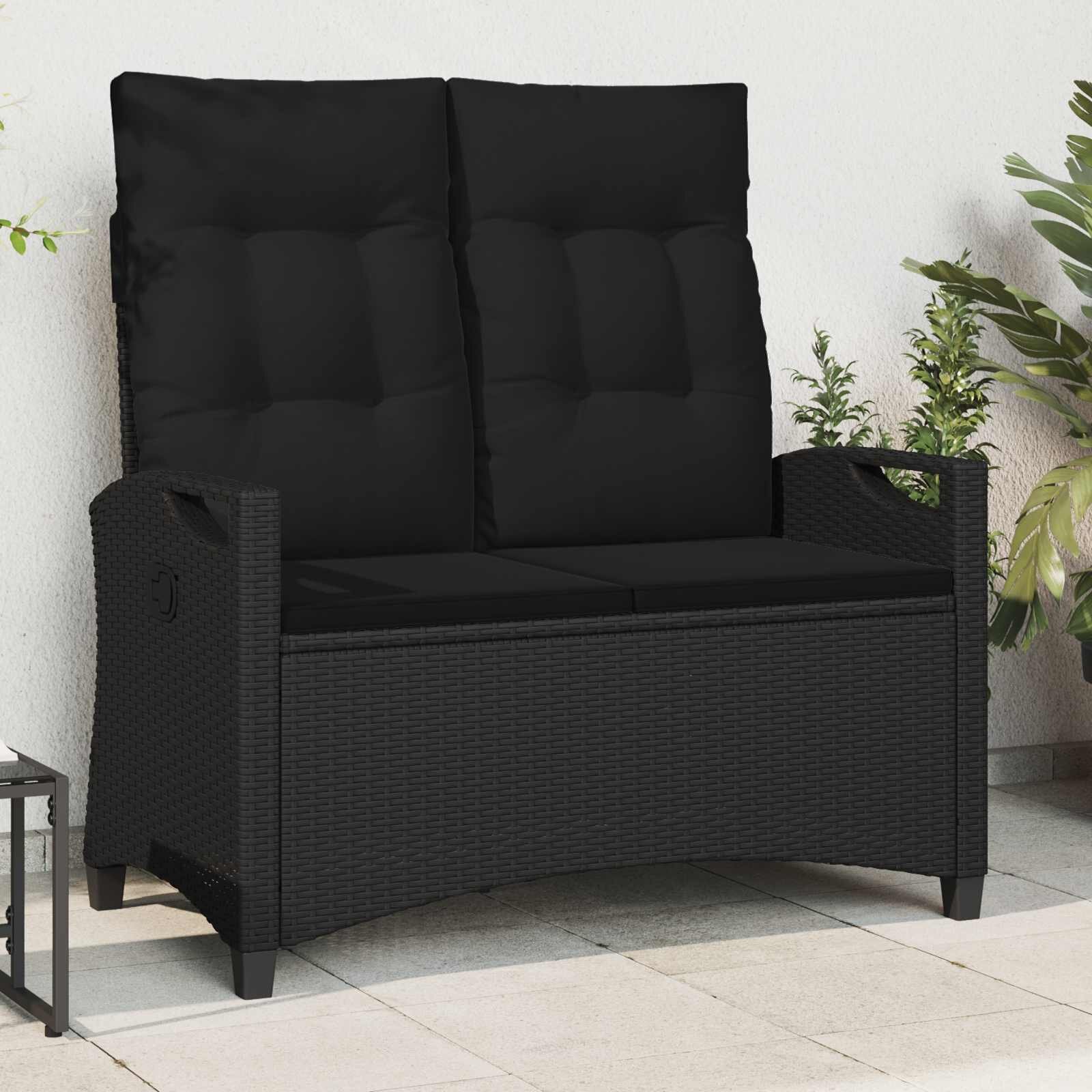 vidaXL Градинска пейка Черно 105 x 60 x 112 см Стомана и полиester