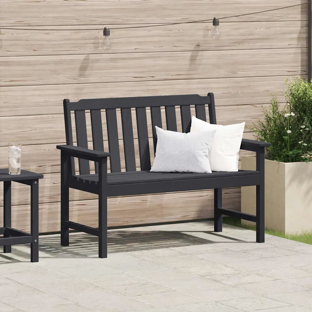 vidaXL Градинска пейка Черно 120 x 59 x 88 см HDPE