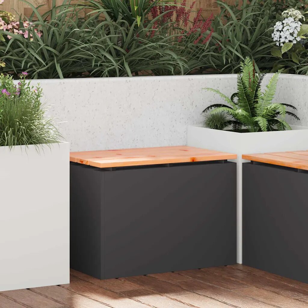 vidaXL Градинска пейка Черно 60 x 40 x 43 см