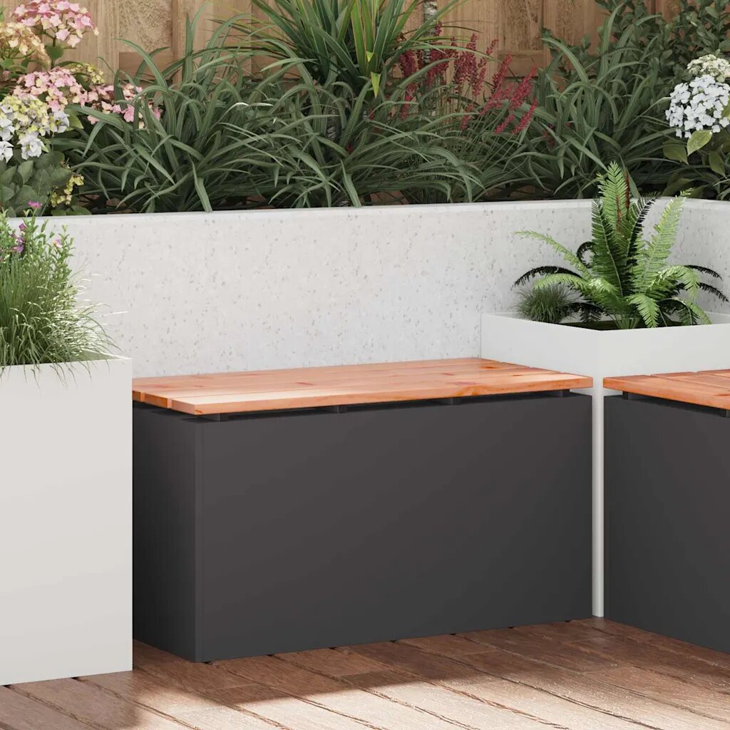 vidaXL Градинска пейка Черно 80 x 40 x 43 см Стомана