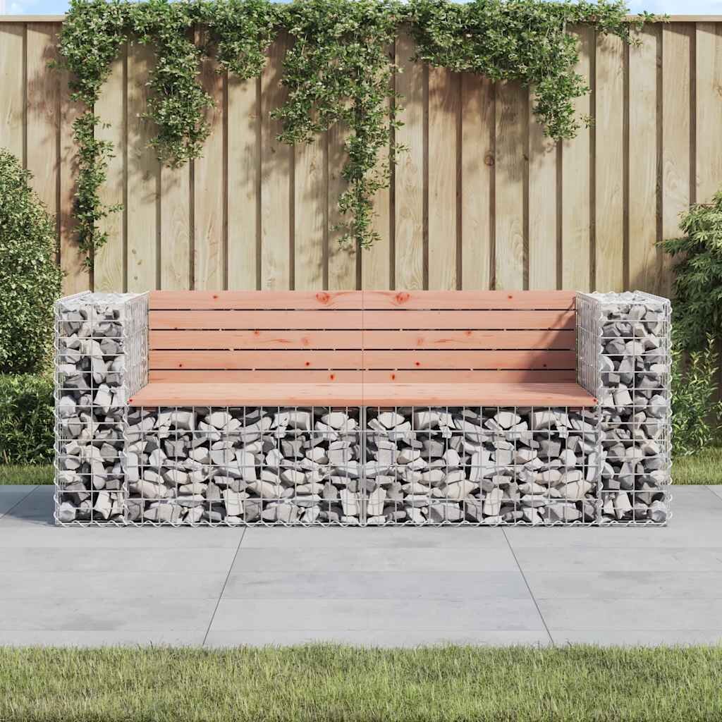 vidaXL Градинска пейка габион 184x71x655 см дугласко дърво масив
