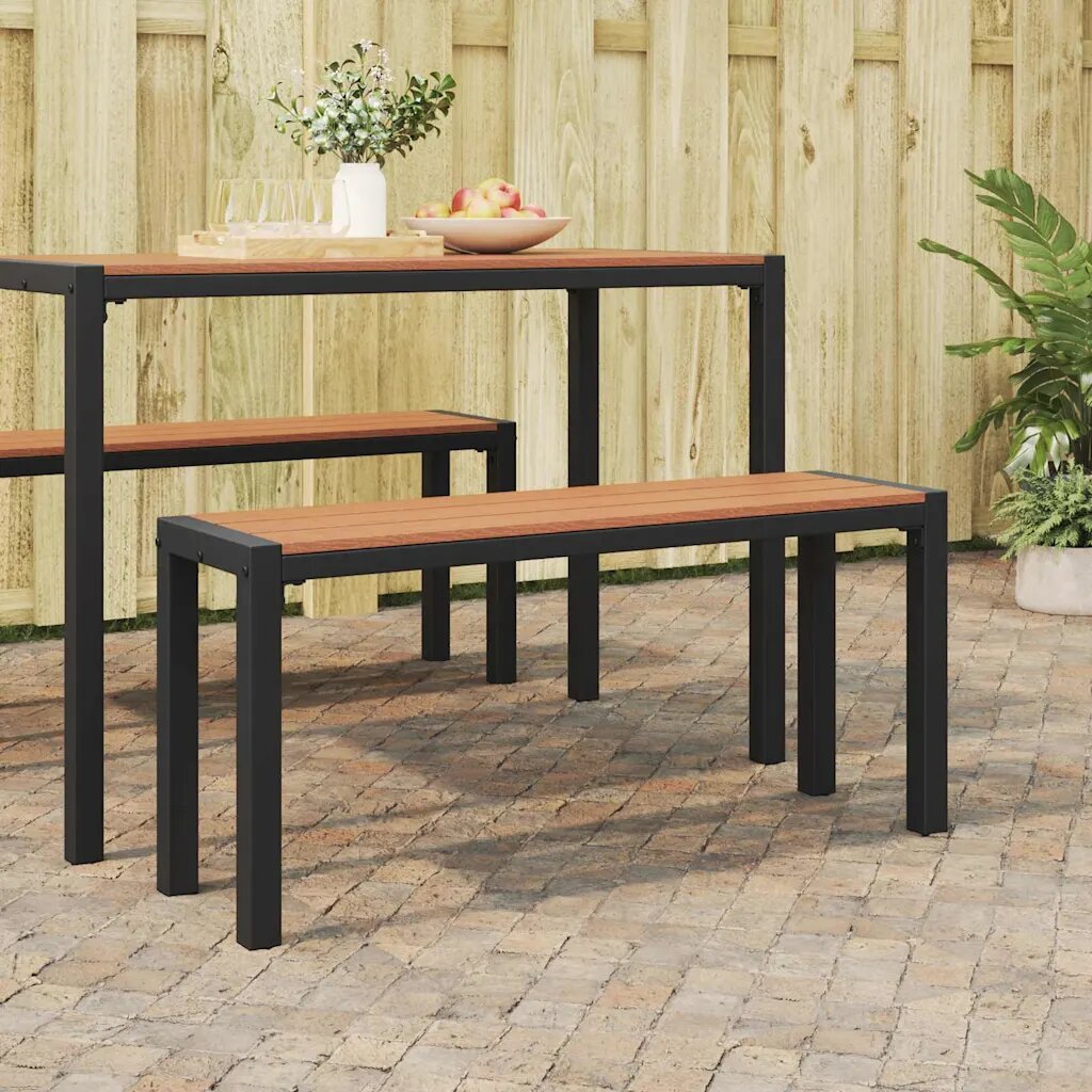 vidaXL Градинска пейка Кафяво 100 x 28 x 45cm Стомана