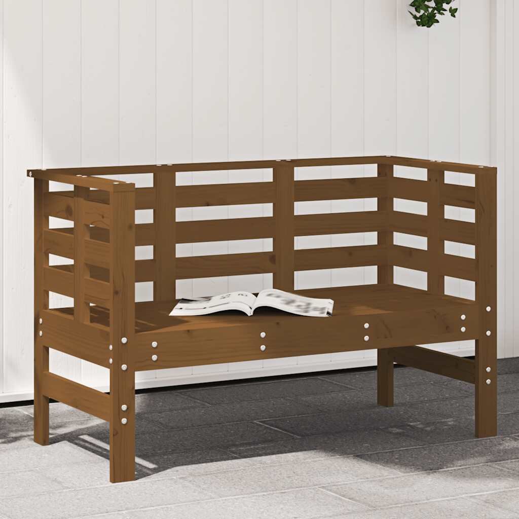 vidaXL Градинска пейка меденокафява 1115x53x71 см бор масив