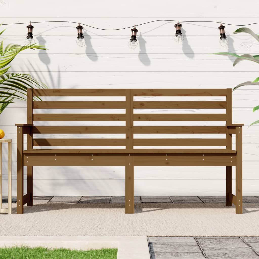 vidaXL Градинска пейка меденокафява 1595x48x915 см бор масив