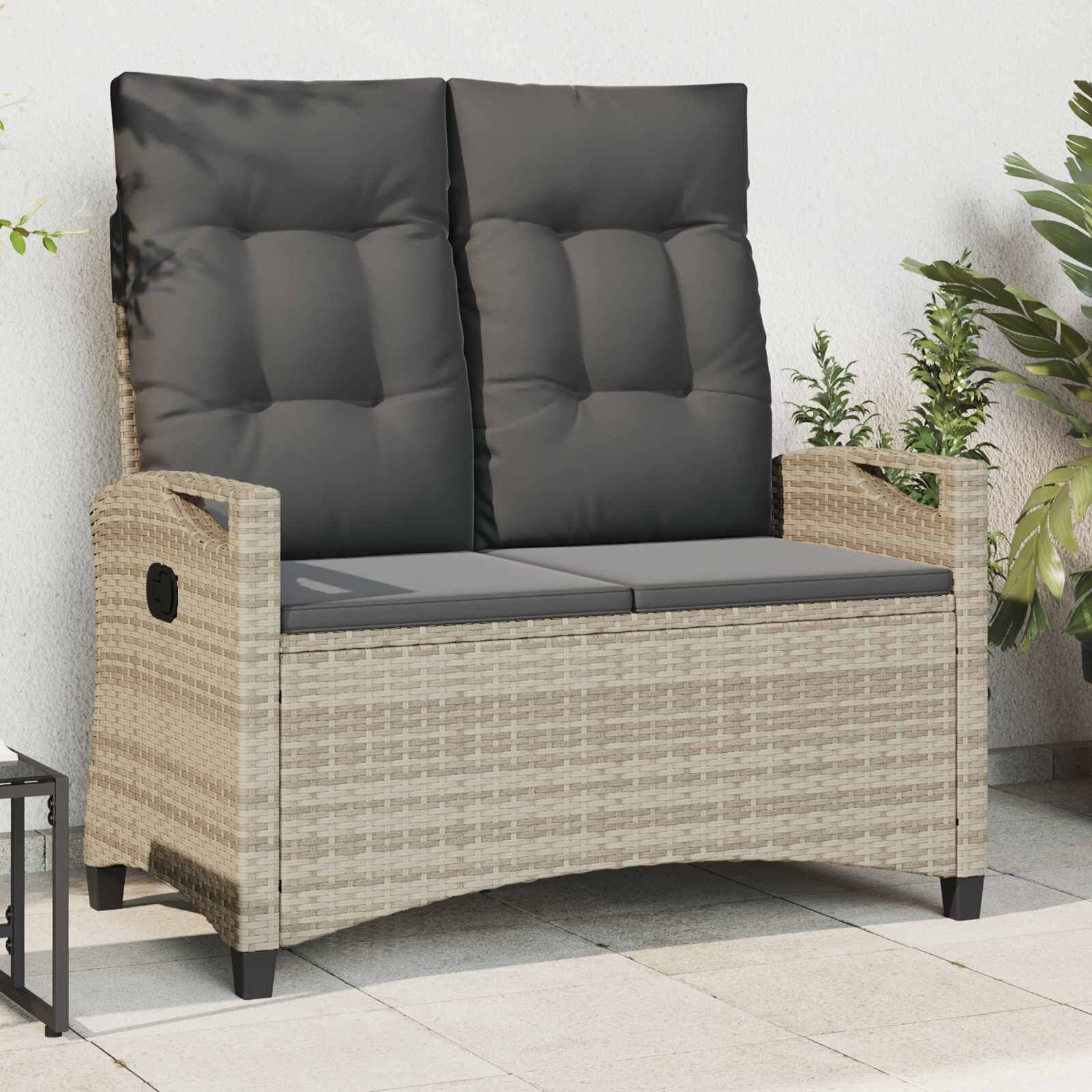 vidaXL Градинска пейка с възглавница 105 x 60 x 112 см стомана
