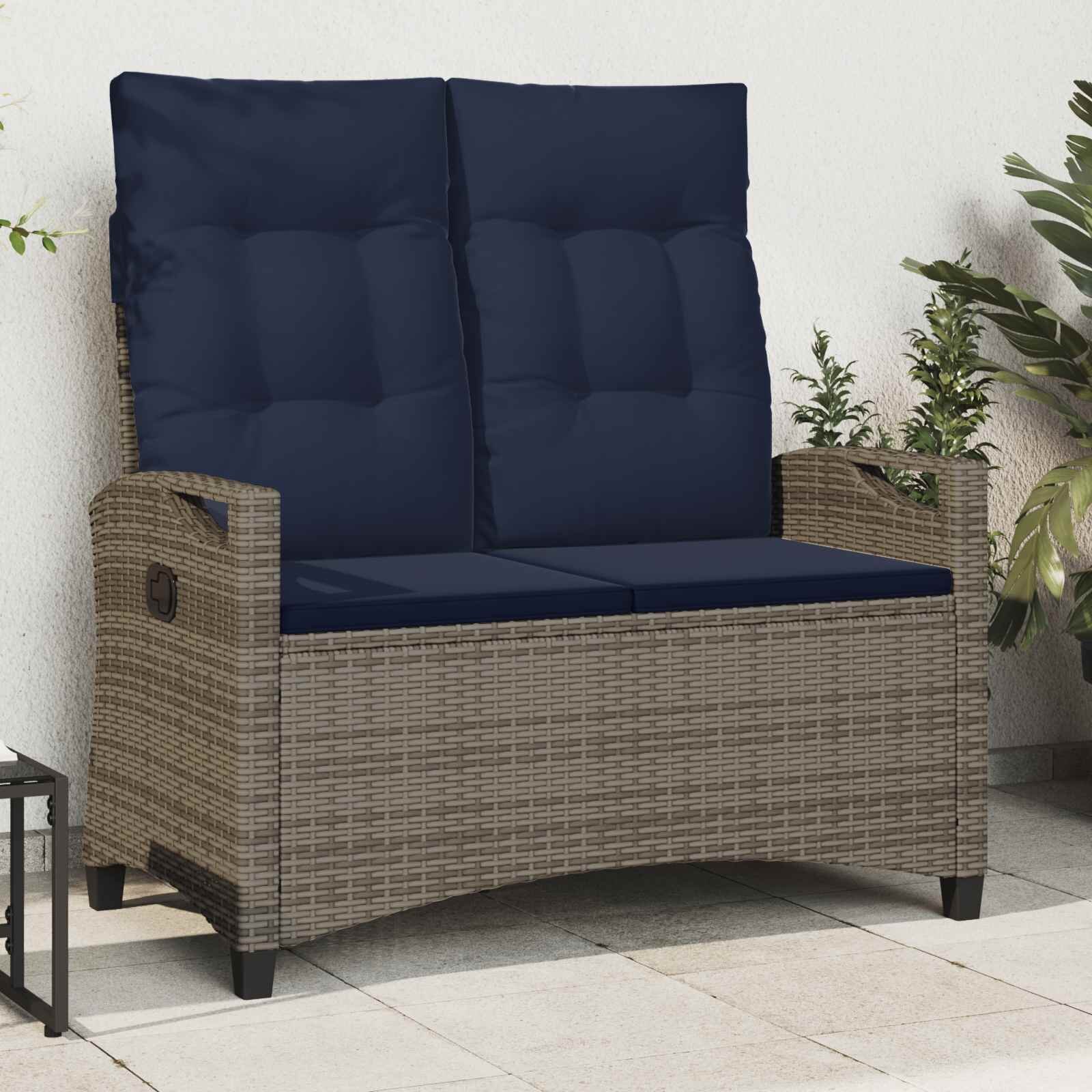 vidaXL Градинска пейка с възглавница 105 x 60 x 112 см стомана