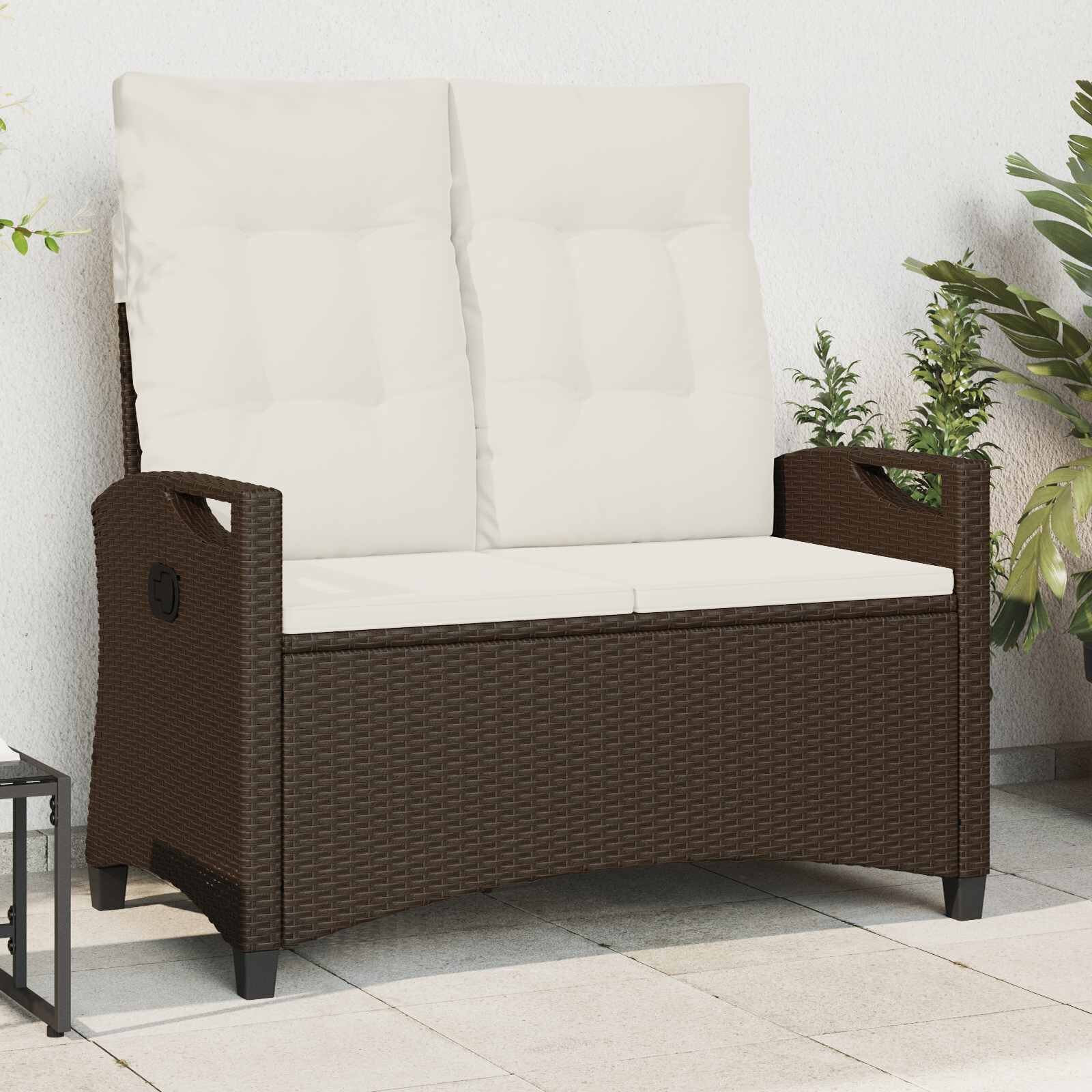 vidaXL Градинска пейка с възглавница Кафяв и Кремав 105 x 60 x 112 см