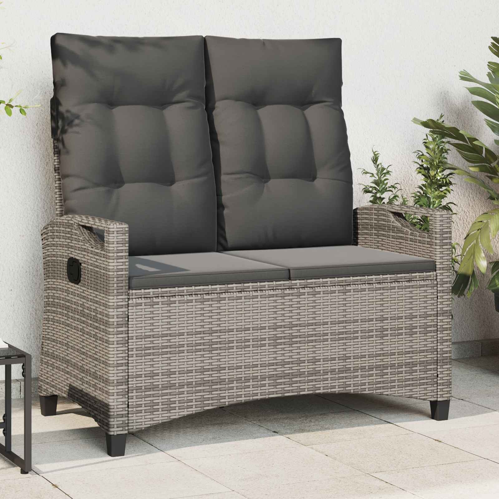 vidaXL Градинска пейка с възглавница Сив и тъмен сив 105 x 60 x 112 см