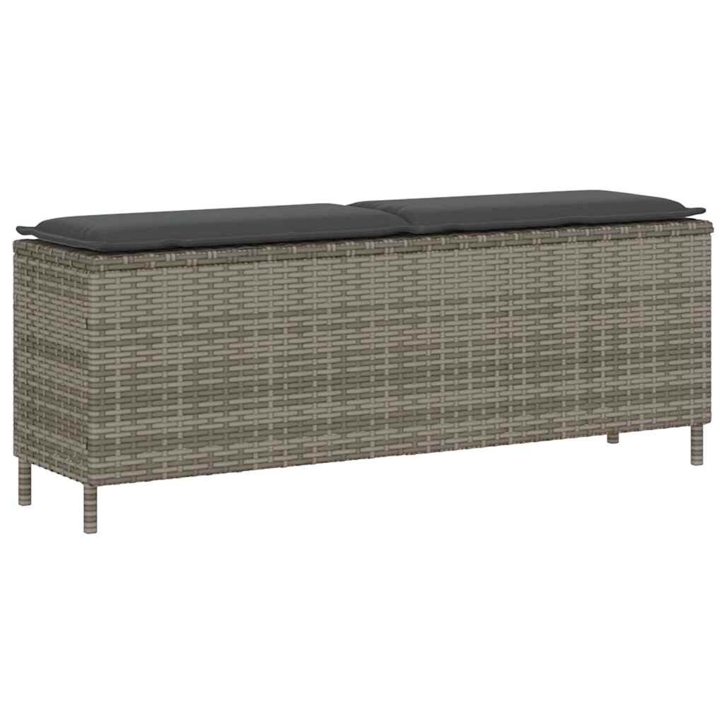 vidaXL Градинска пейка с възглавница сива 110x30x405 cm Поли ратан