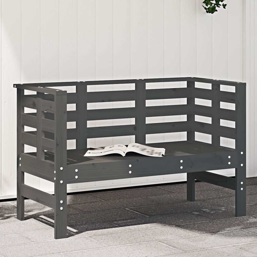 vidaXL Градинска пейка сива 1115x53x71 см борово дърво масив