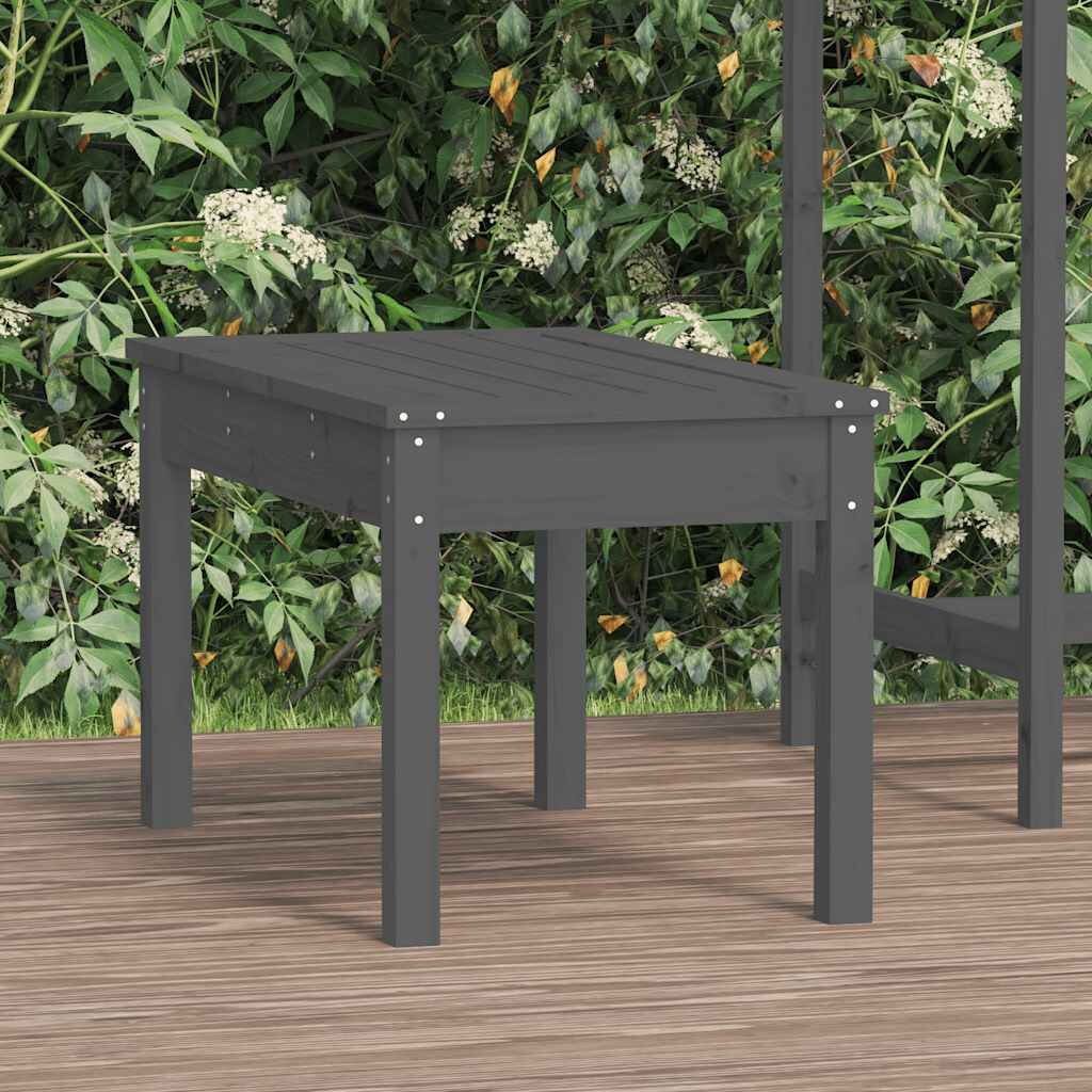 vidaXL Градинска пейка сива 80x44x45 см борово дърво масив