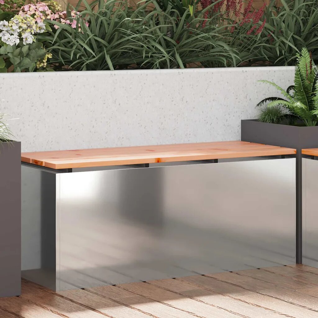 vidaXL Градинска пейка Сребрист 100 x 40 x 43 см Поцинкована стомана