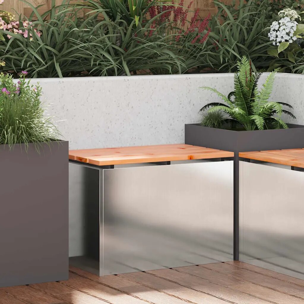 vidaXL Градинска пейка Сребрист 60 x 40 x 43 см Неръждаема стомана
