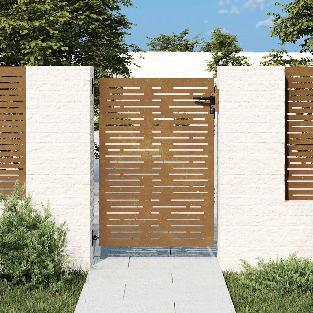 vidaXL Градинска порта 85x125 см кортенова стомана квадратен дизайн