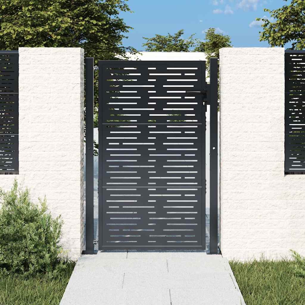 vidaXL Градинска порта антрацит 100x125 см стомана квадратен дизайн
