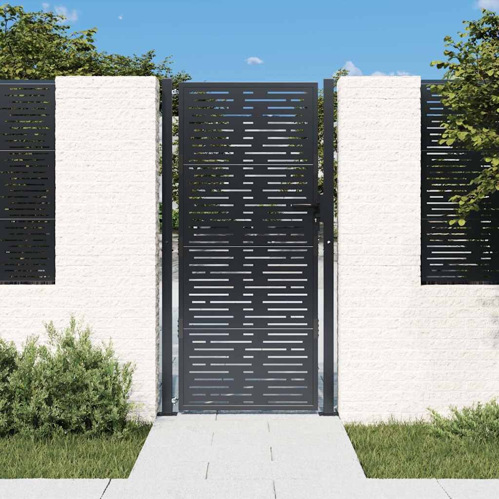 vidaXL Градинска порта антрацит 100x200 см стомана квадратен дизайн