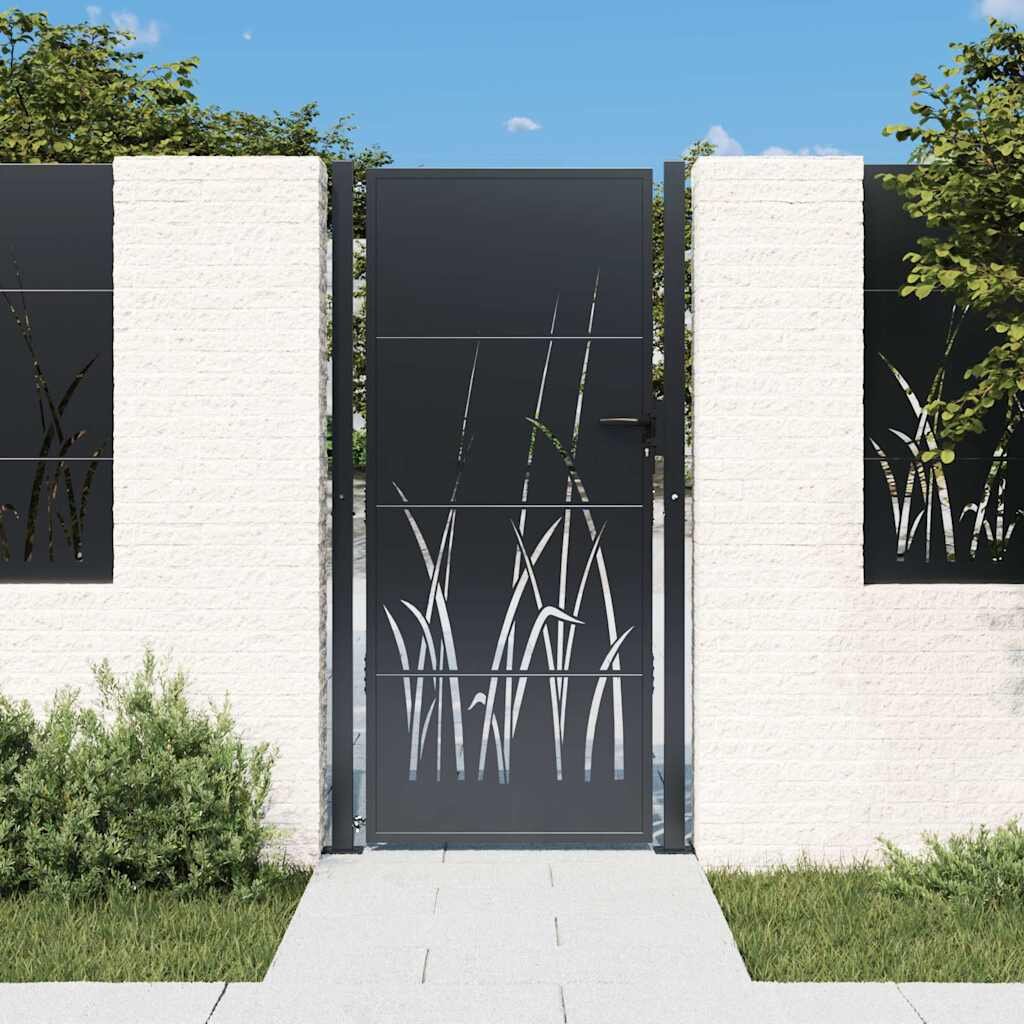 vidaXL Градинска порта антрацит 100x200 см стоманен дизайн с трева