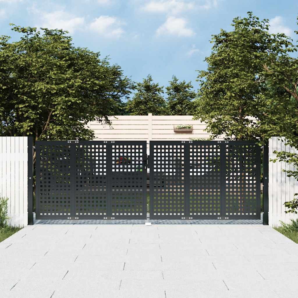 vidaXL Градинска порта антрацит 300x100 см стомана