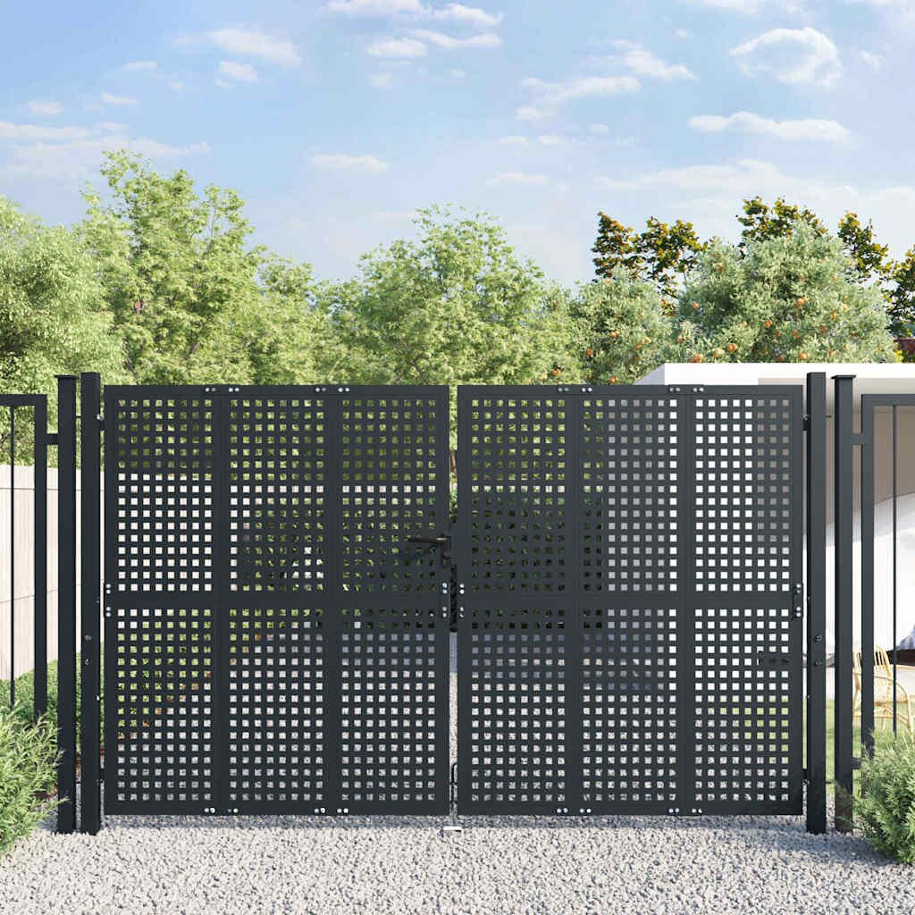 vidaXL Градинска порта антрацит 300x175 см стомана