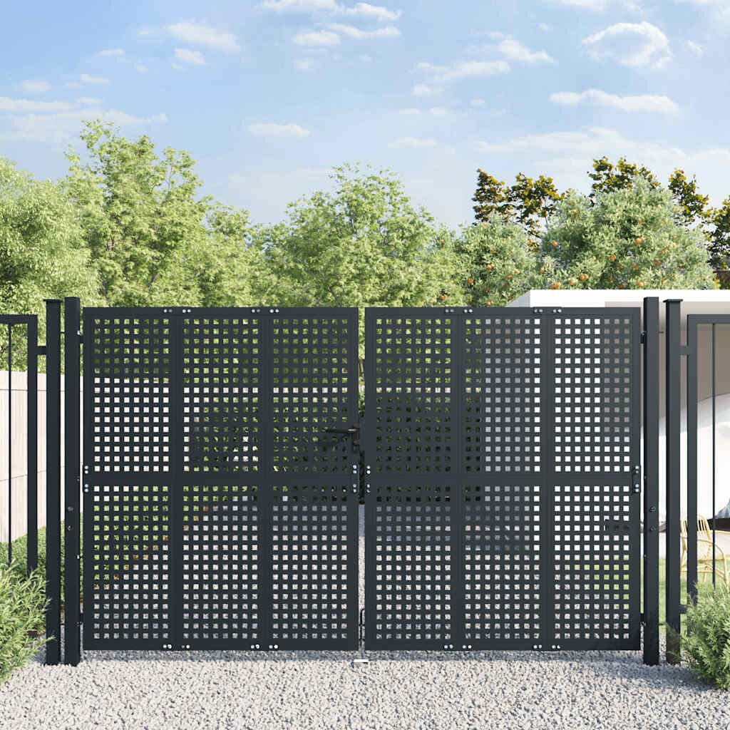 vidaXL Градинска порта антрацит 300x200 см стомана
