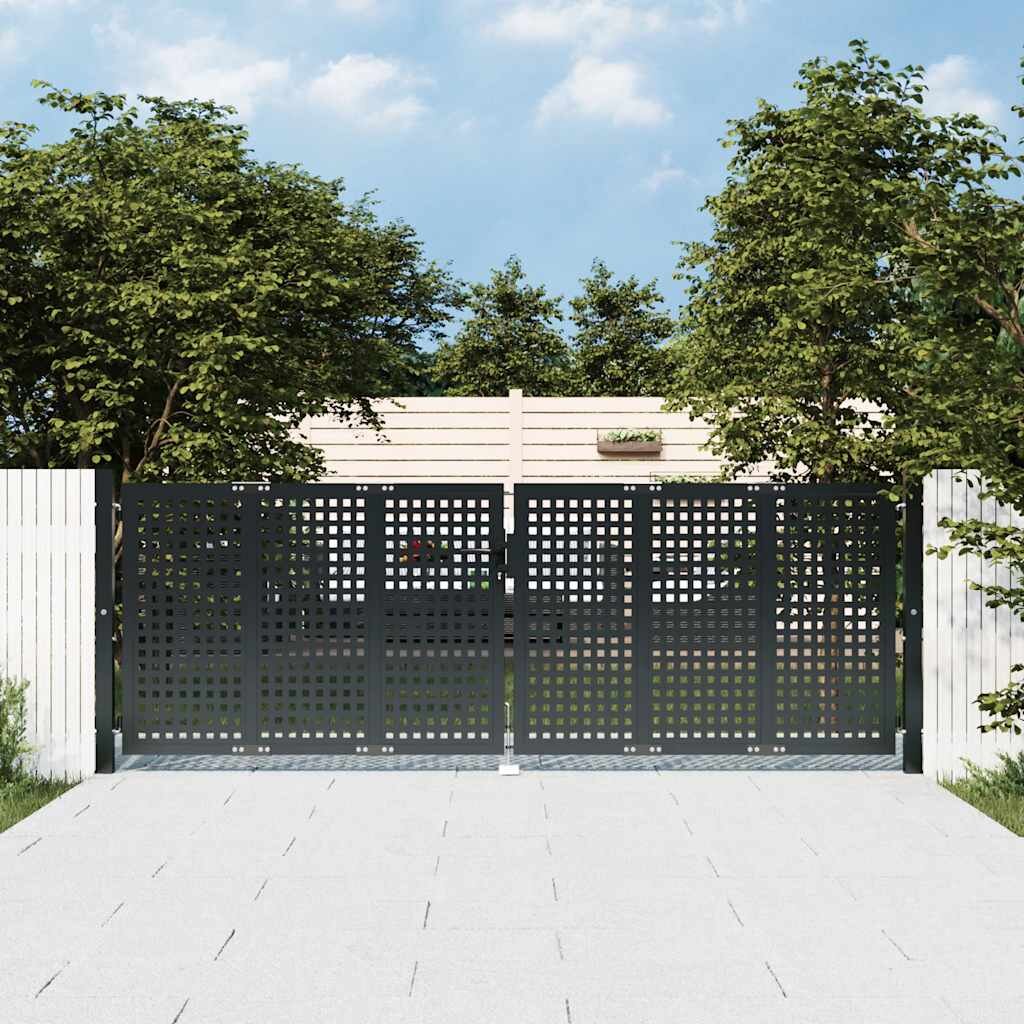 vidaXL Градинска порта антрацит 300x75 см стомана