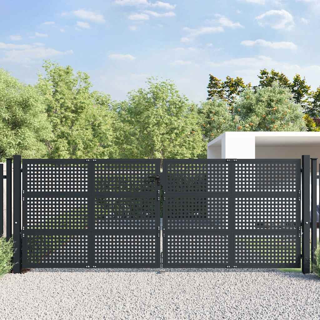 vidaXL Градинска порта антрацит 400x125 см стомана
