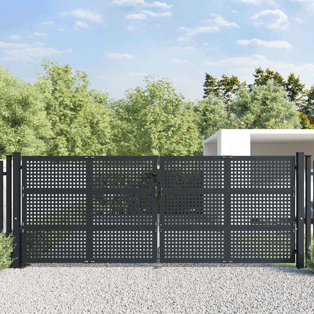 vidaXL Градинска порта антрацит 400x150 см стомана