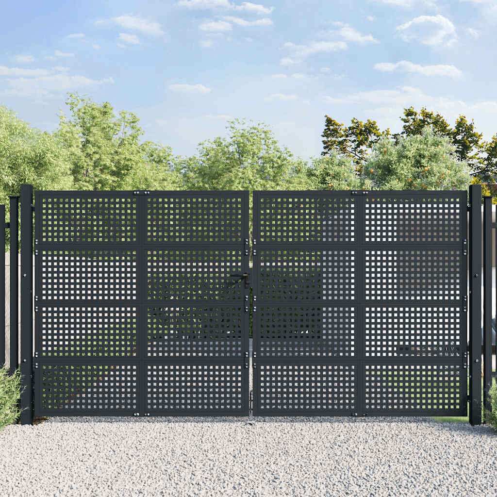 vidaXL Градинска порта антрацит 400x175 см стомана