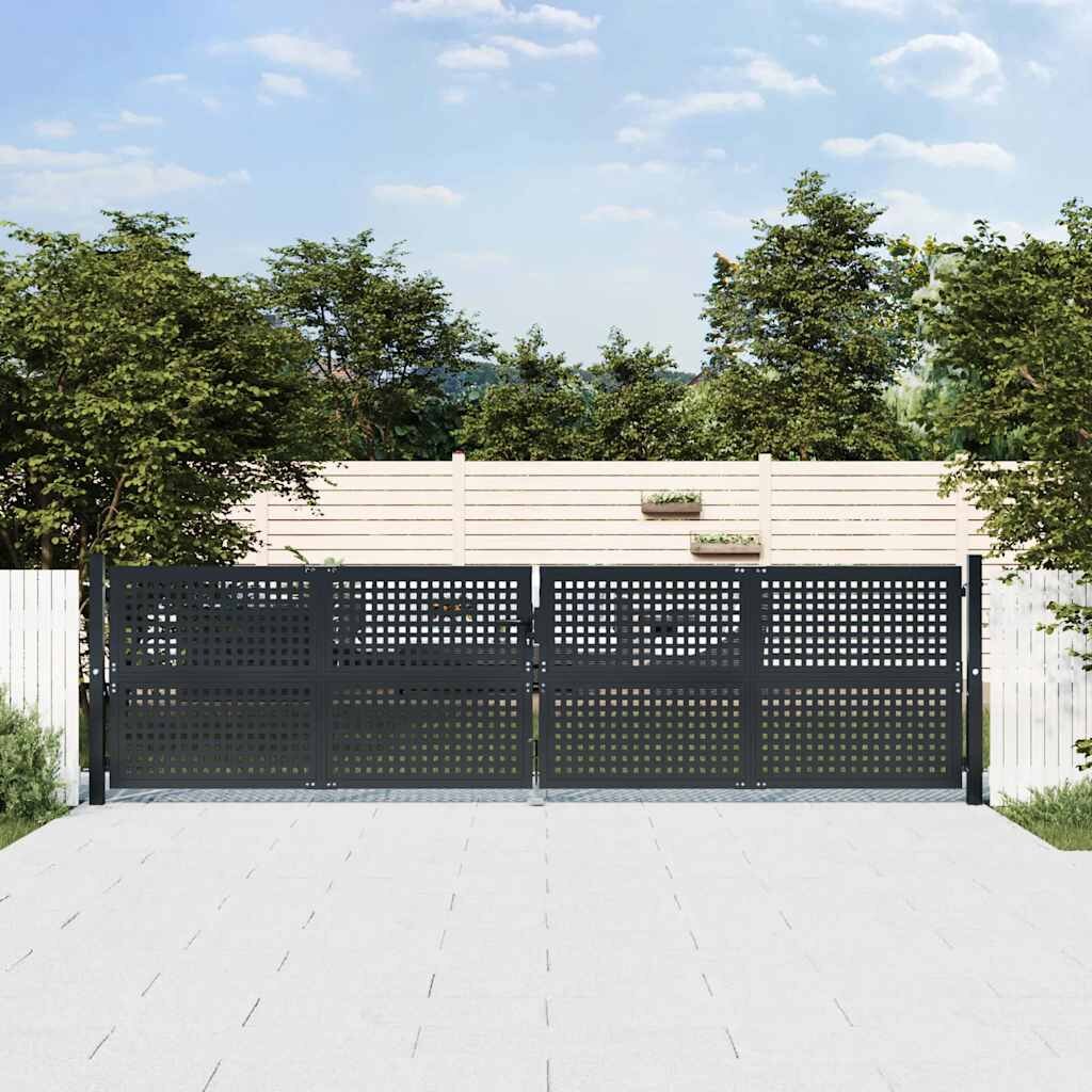 vidaXL Градинска порта антрацит 400x75 см стомана
