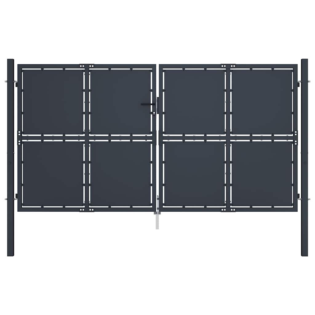 vidaXL Градинска порта от стомана 300x150 см антрацит