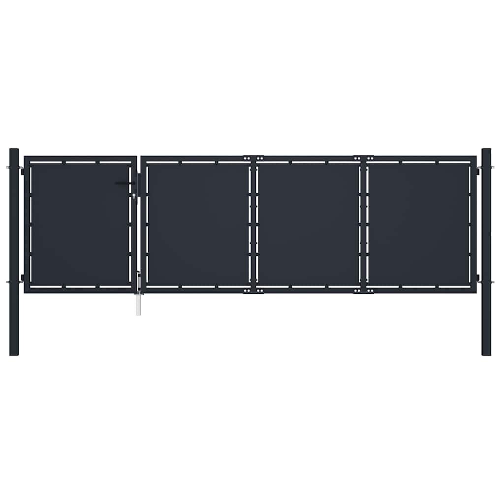 vidaXL Градинска порта от стомана 350x100 см антрацит