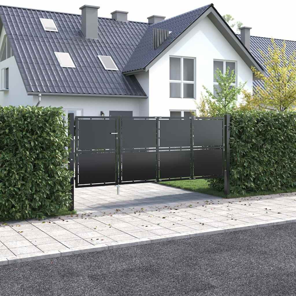 vidaXL Градинска порта от стомана 350x125 см антрацит