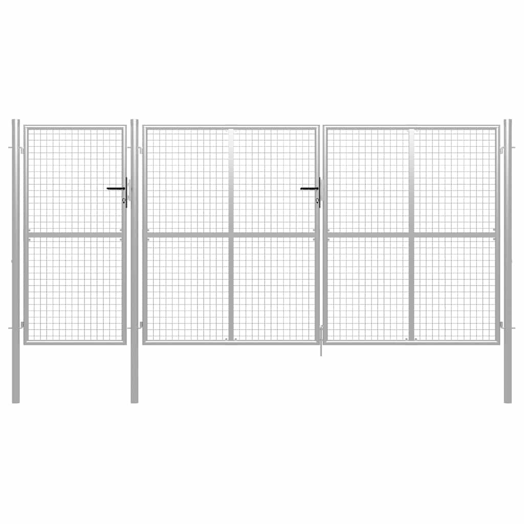 vidaXL Градинска порта стомана 400x150 см сребриста
