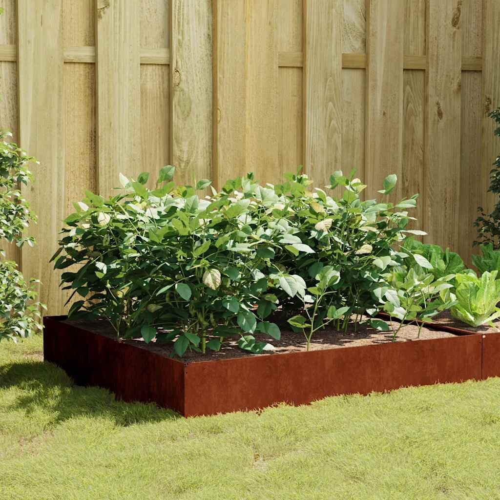 vidaXL Градинска повдигната леха 100x100x335 см кортенова стомана