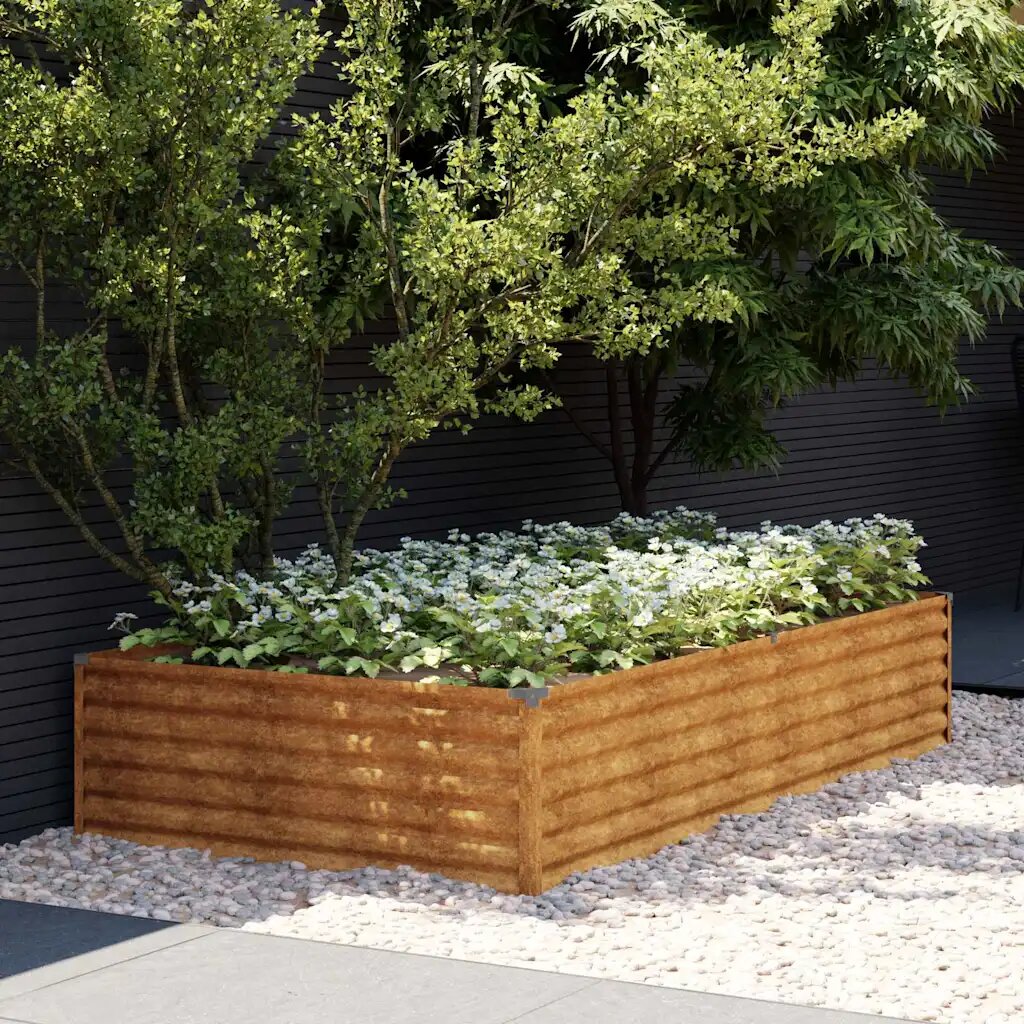 vidaXL Градинска повдигната леха 195x100x36 см кортенова стомана