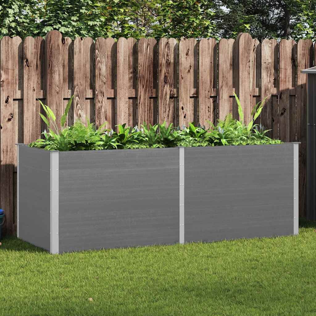 vidaXL Градинска повдигната леха 250x100x91 см WPC сива