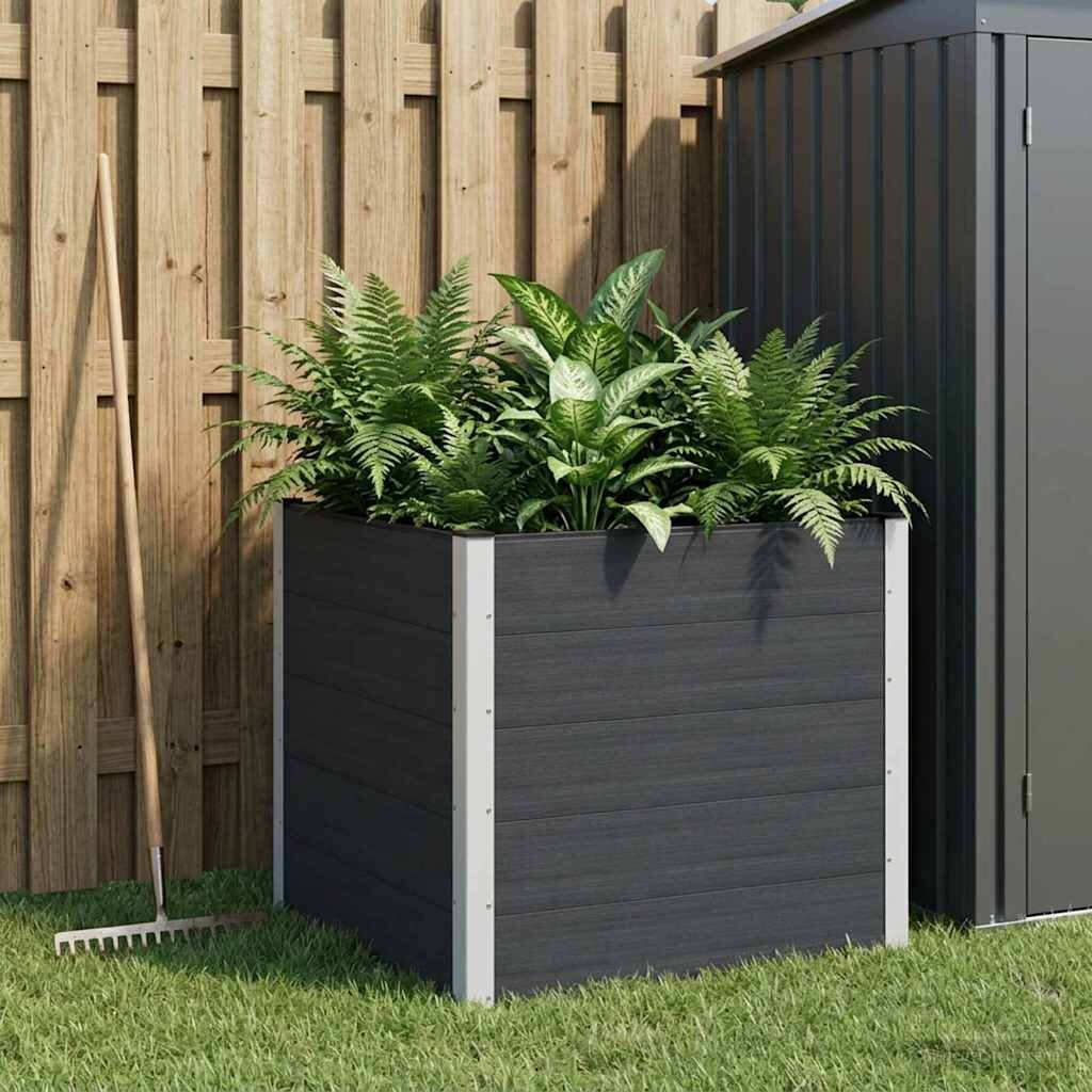 vidaXL Градинска повдигната леха Черно 100 x 100 x 91 cm