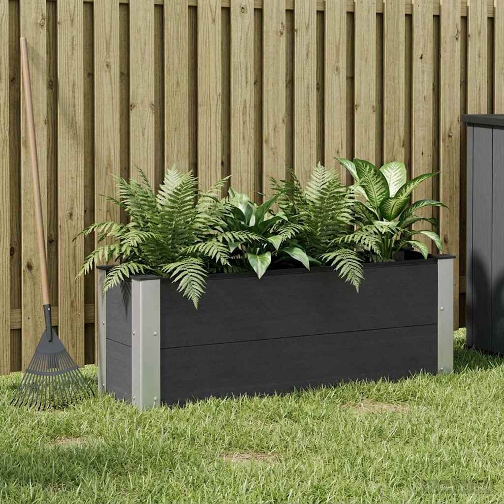 vidaXL Градинска повдигната леха Черно 100 x 30 x 36 cm WPC и алуминий