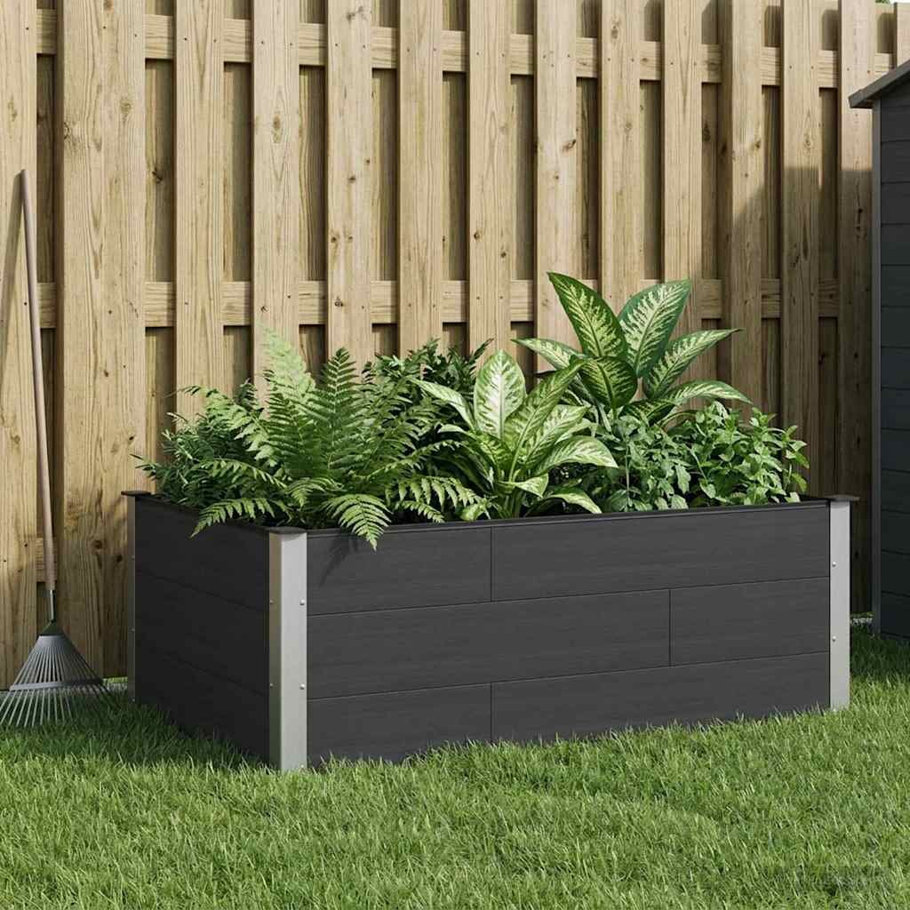 vidaXL Градинска повдигната леха Черно 150 x 100 x 54 cm