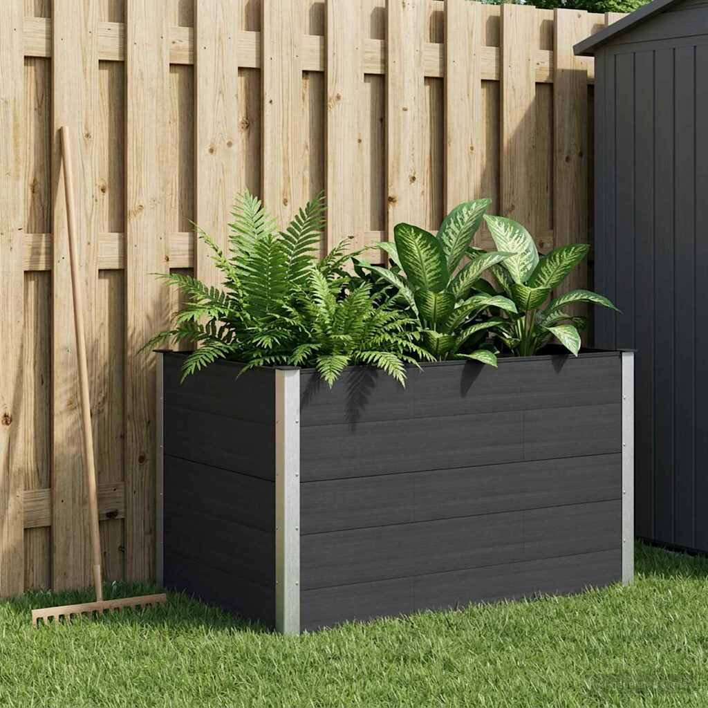 vidaXL Градинска повдигната леха Черно 150 x 100 x 91 cm