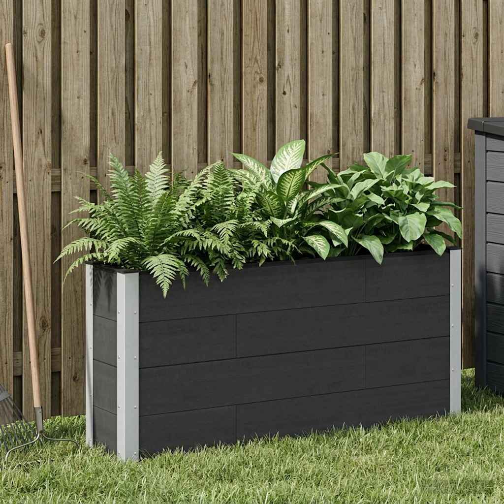 vidaXL Градинска повдигната леха Черно 150 x 30 x 72 см WPC и алуминий