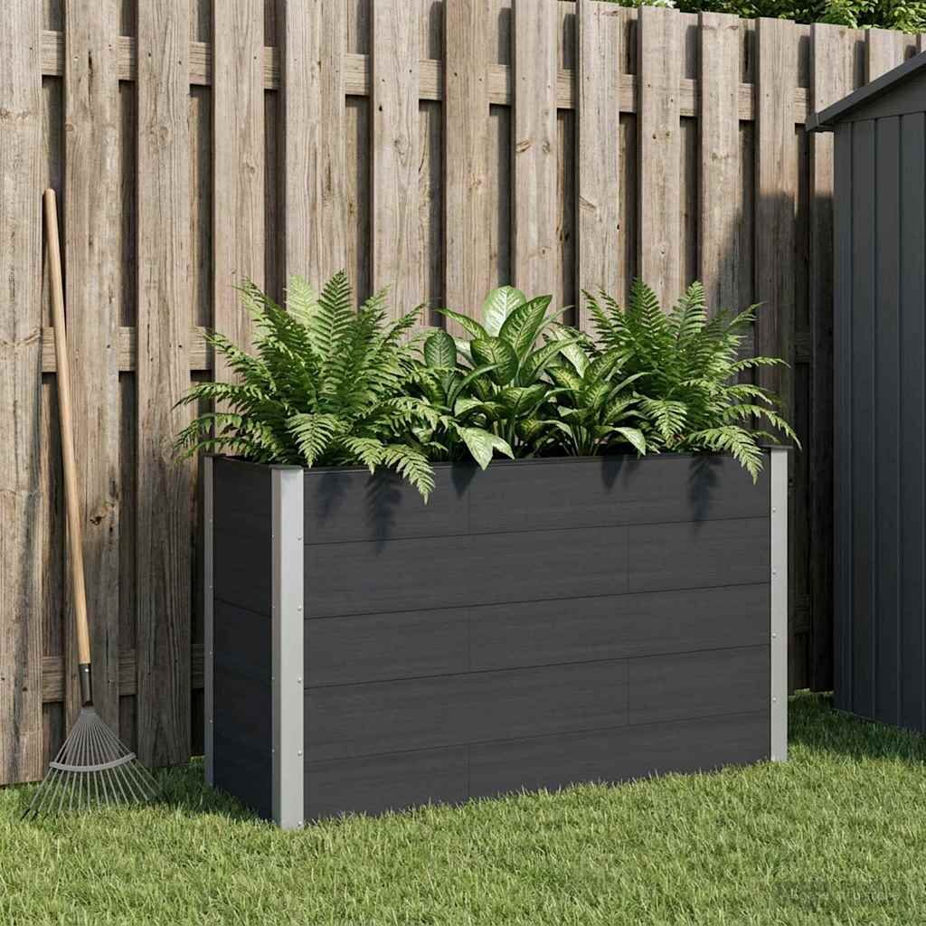 vidaXL Градинска повдигната леха Черно 150 x 50 x 91 cm WPC и алуминий